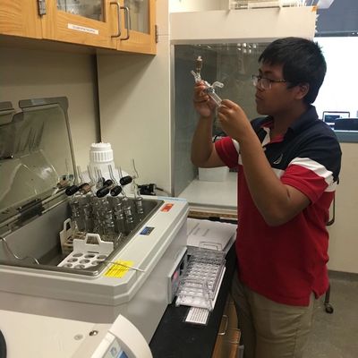 (Pictured: Me preparing carbonate samples for radiocarbon dating at WHOI)