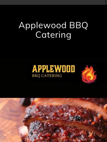 Applewood BBQ Catering logo with delicious smoked ribs.