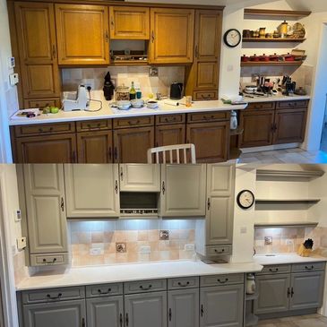 Old tired used kitchen brought back to life with a @mysprayfinish. Renner colour matched to Farrow &