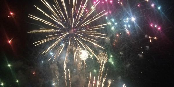 Colorful fireworks exploding in the night sky.