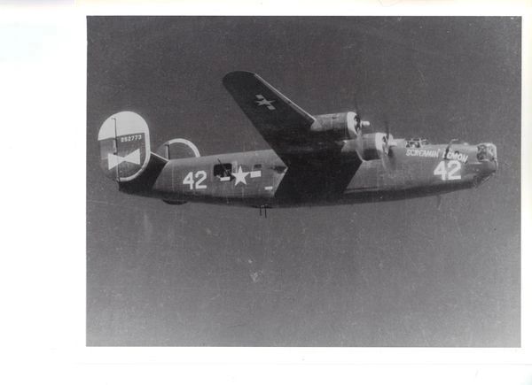 B-24 Liberator bomber in flight.
