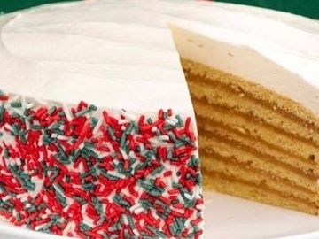 Holiday Caramel Buttercream with Vanilla Cake & Colored Sprinkles 10” $60.00