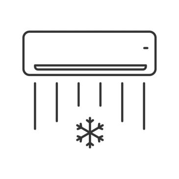 Air conditioner cooling icon with snowflake symbol.