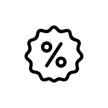 Percentage discount icon in black.