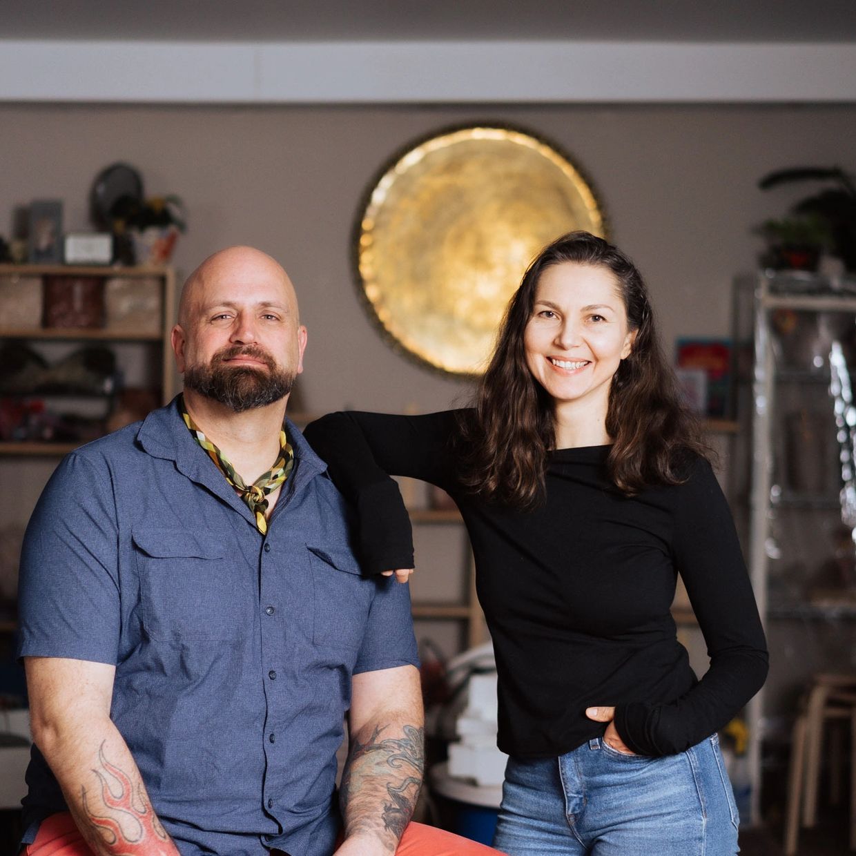 Photo of the founders of the studio, Diana Ferdinando and Darren Corona in their studio.