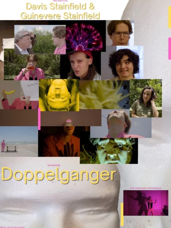 Collage of scenes from "Doppelganger" by Davis and Guinevere Stainfield.