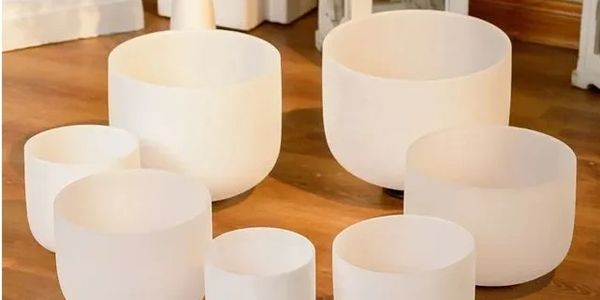 White Crystal Sound Healing Singing bowls Arrangement