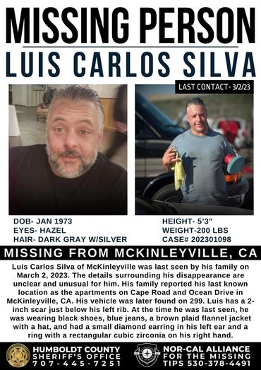 Luis Carlos Silva Missing From McKinleyville, California 