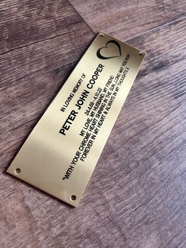 TSL Engraving - Engraved Plaques, Trophy Plate, Lacquered Brass Plaque