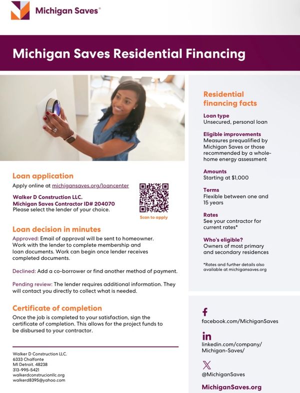 Michigan Saves Residential Financing Flyer