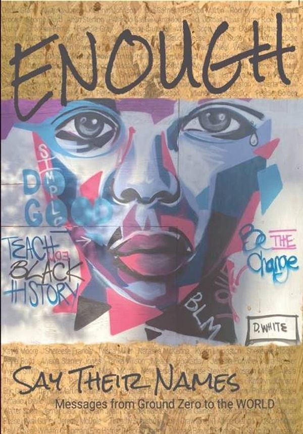 Book cover artwork of an African-American face, a tear drips from one eye. Graffiti printing of titl