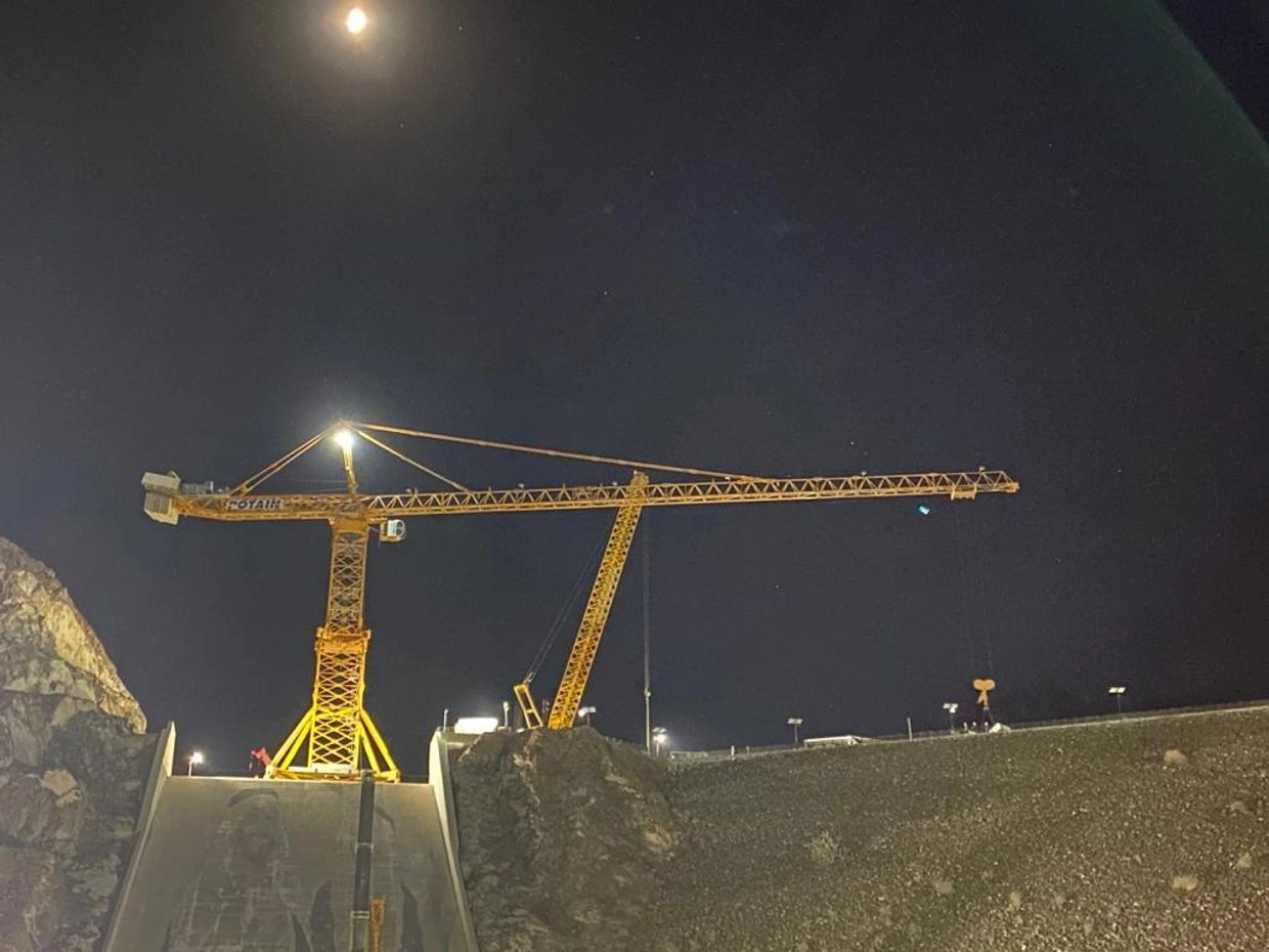 MD2200-64 load test illuminated at night on top of Hatta Dam .