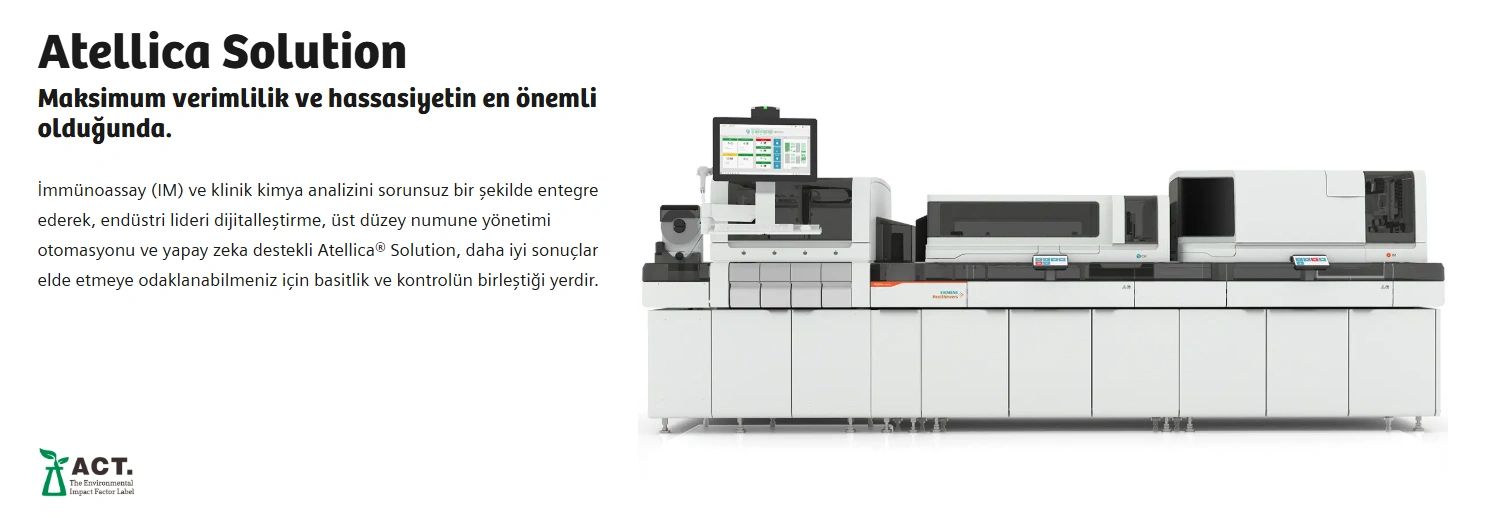 Atellica Solution: Klinik kimya ve immünoassay için gelişmiş otomasyon cihazı.