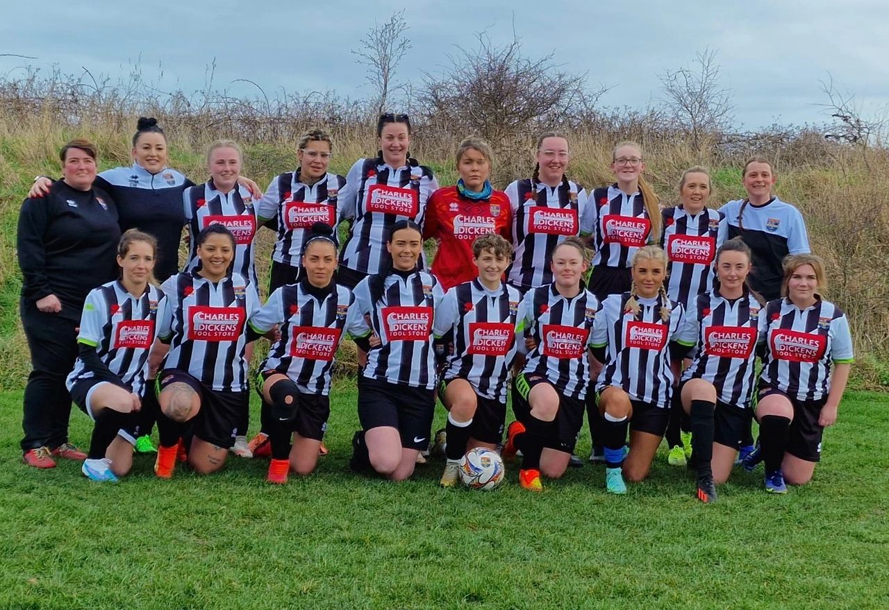 The Seaton Carew FC Ladies ahead of their first ever game that ended in a 5-3 win. Team manager Helen Richardson is on the left.