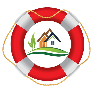 Life preserver with a house and plant logo inside.