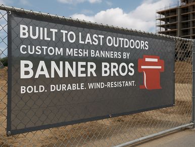 Outdoor mesh fence banner by Banner Bros – breathable and weather-resistant for wind exposure