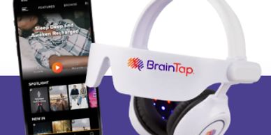 BrainTap headset and app for guided meditation and brain wellness.