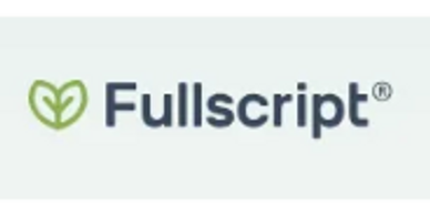 Fullscript company logo with green leaf icon.
