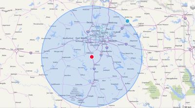 100 mile radius of Grandview Texas