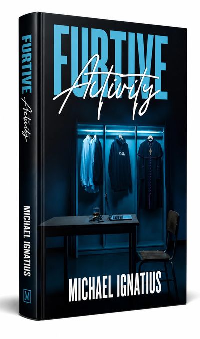 Book cover of "Furtive Activity" by Michael Ignatius featuring a dimly lit locker room scene.