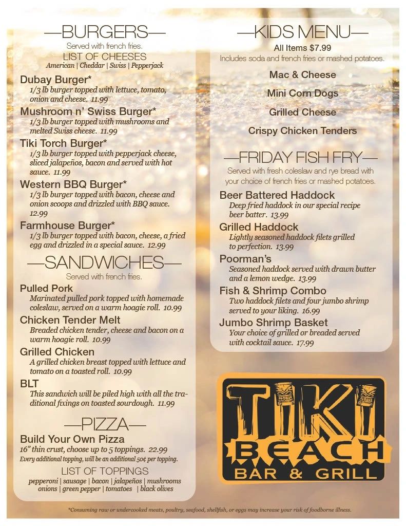 Tiki Beach Bar & Grill Menu: A Culinary Paradise for Travel Enthusiasts