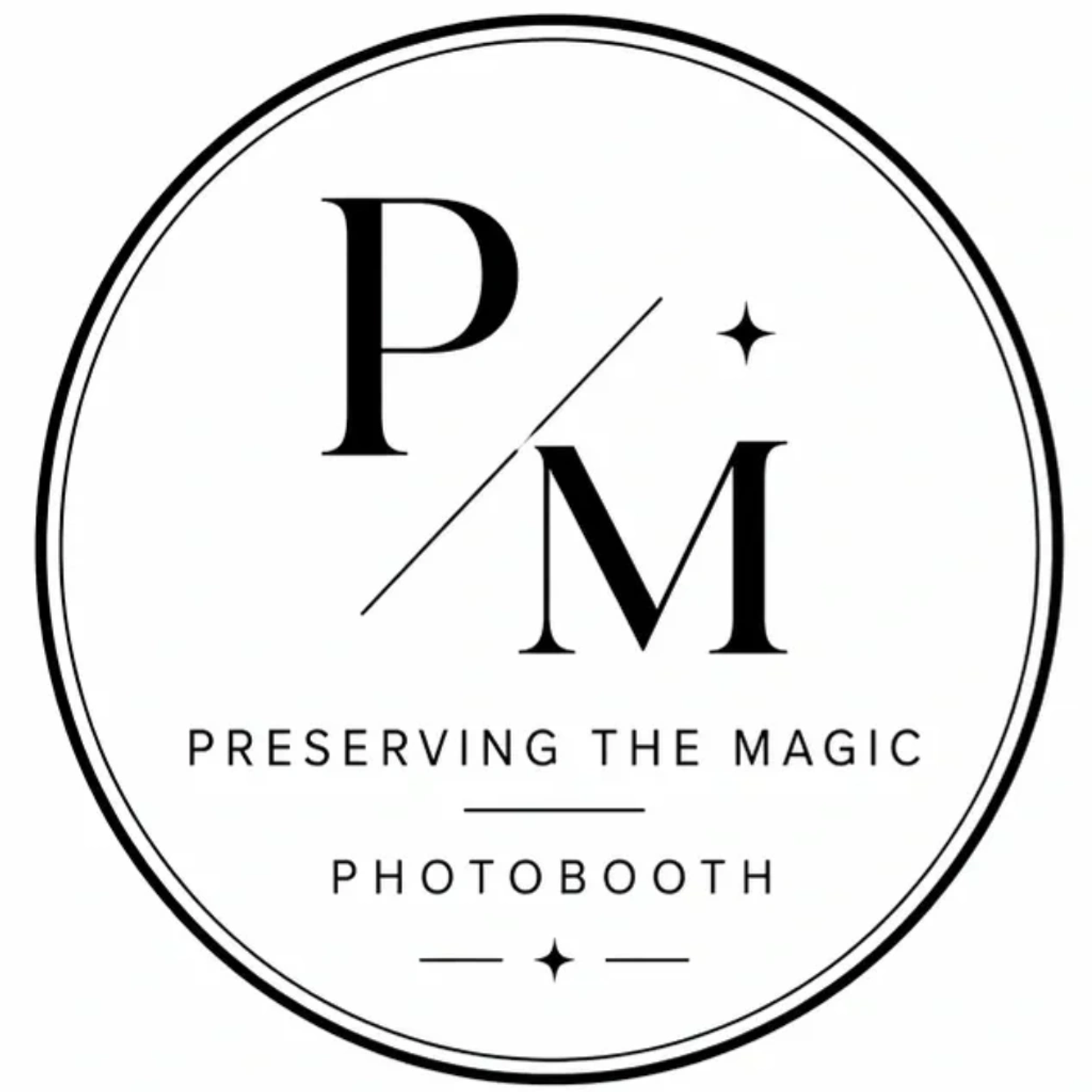 Logo for Preserving the Magic Photobooth featuring stylized P and M.