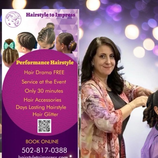 Hairstylist creating a stylish hairdo for a smiling young girl at a salon.