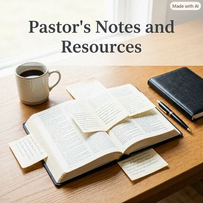Open Bible with notes, coffee, and journal on table.