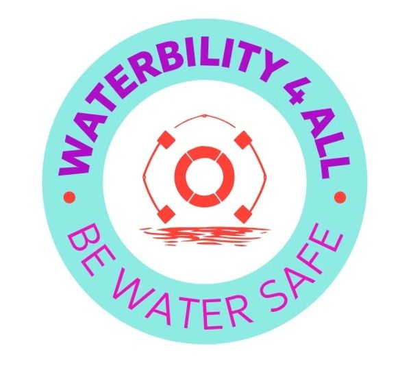 Logo promoting water safety with a lifebuoy icon.