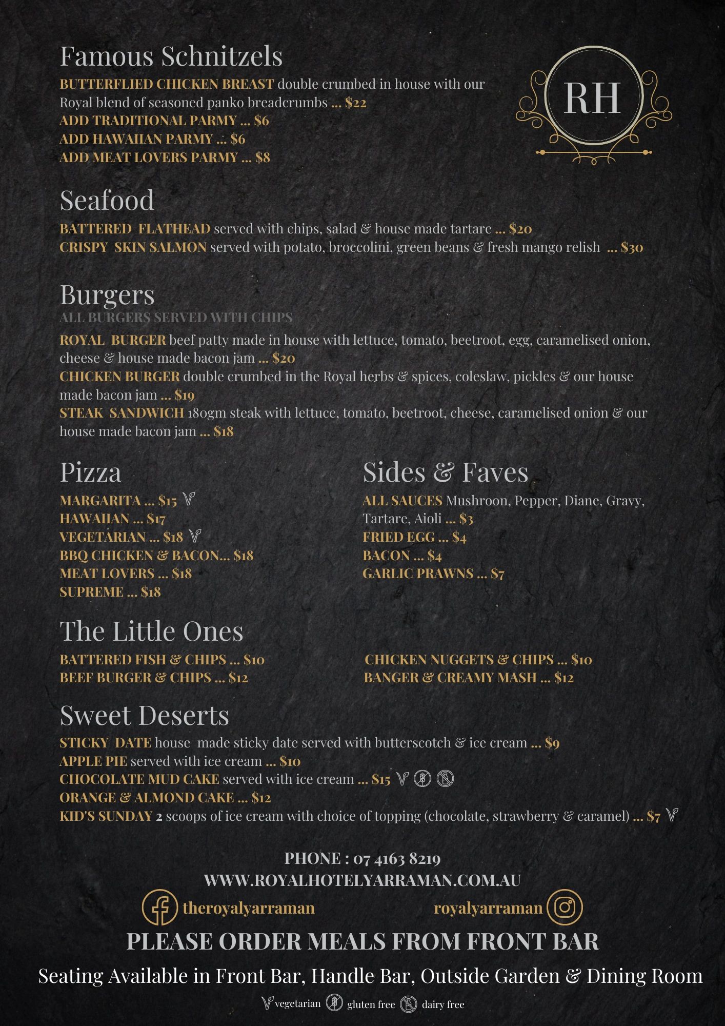 Menu Royal Hotel Yarraman