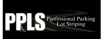Logo for Professional Parking Lot Striping (PPLS) with black background.