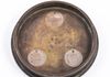 Lt. Commander Hammond’s custom Wardroom ashtray, with three 1945 surrender coins permanently recessed into the inside of the shell casing, circa 1949