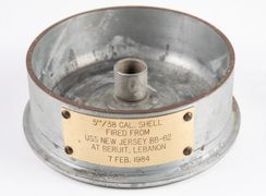 Made from a 5” shell fired from Battleship USS New Jersey BB-62 at Beirut, Lebanon February 7th 1983