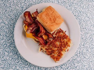 Breakfast croissant sandwich