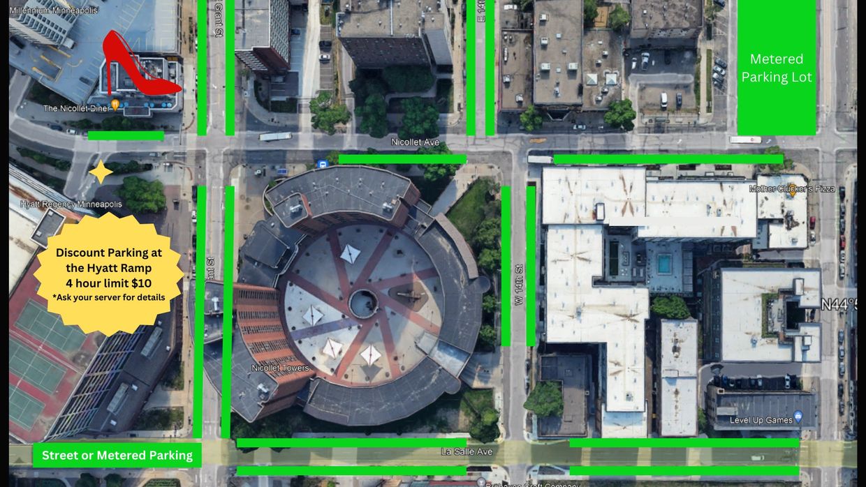 Parking diagram for The Nicollet Diner