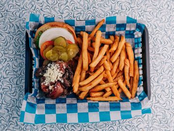 Mushroom Bacon Blue Burger