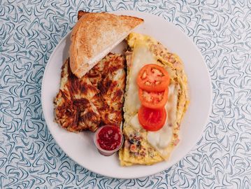 Protein Omelet with hash browns and toast