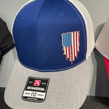 America, ISA caps ignited states hat company, leather patch hat