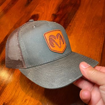 Dodge RAM, ISA caps ignited states hat company, leather patch hat