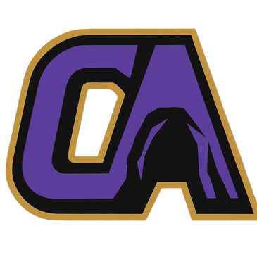 Stylized CA logo with purple, black, and gold colors.
