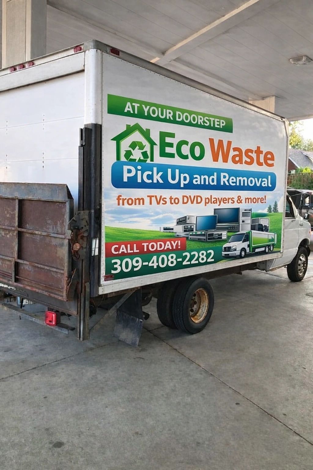 Eco Waste truck offering pick up and removal of electronic waste at your doorstep.