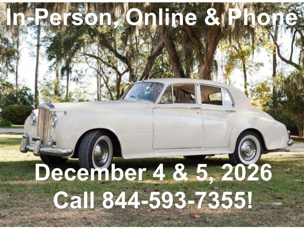 Classic white vintage car with event details for December 4 &amp; 5, 2026.