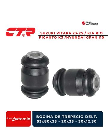 Rubber suspension bushings compatible with Suzuki Vitara, Kia Rio, Picanto, and Hyundai Grand i10.
