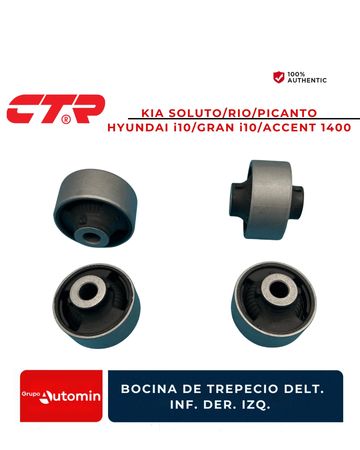 Four automotive suspension bushings for Kia and Hyundai models shown from different angles.