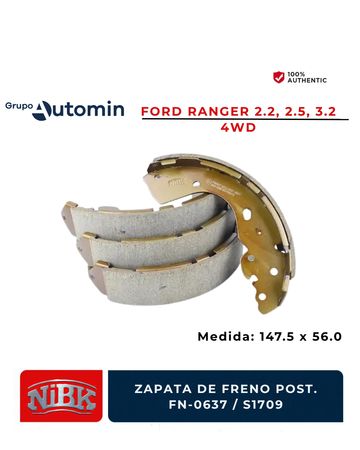 Brake shoes for Ford Ranger 2.2, 2.5, 3.2 4WD, genuine parts.