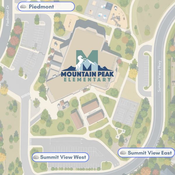 Map of Mountain Peak Elementary School and nearby streets.