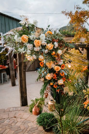 a beautiful rose bouquet placed outside 