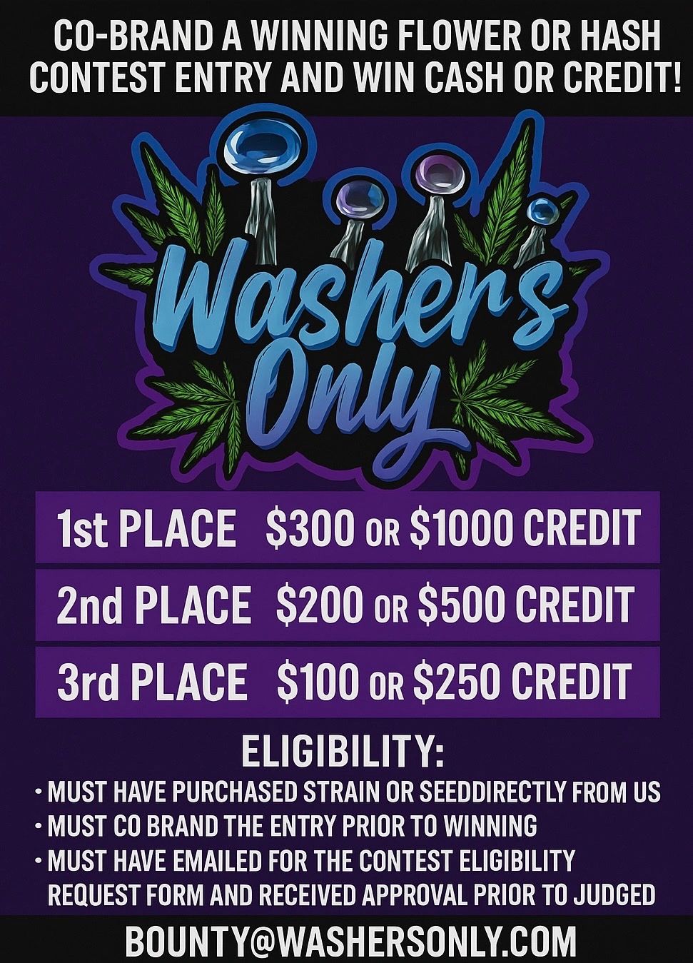 Flyer for our bounty program showcasing cash or clone credit prize for co branding a winning entry