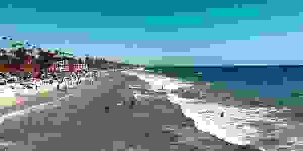 The waves of Oceanside Beach from the pier.