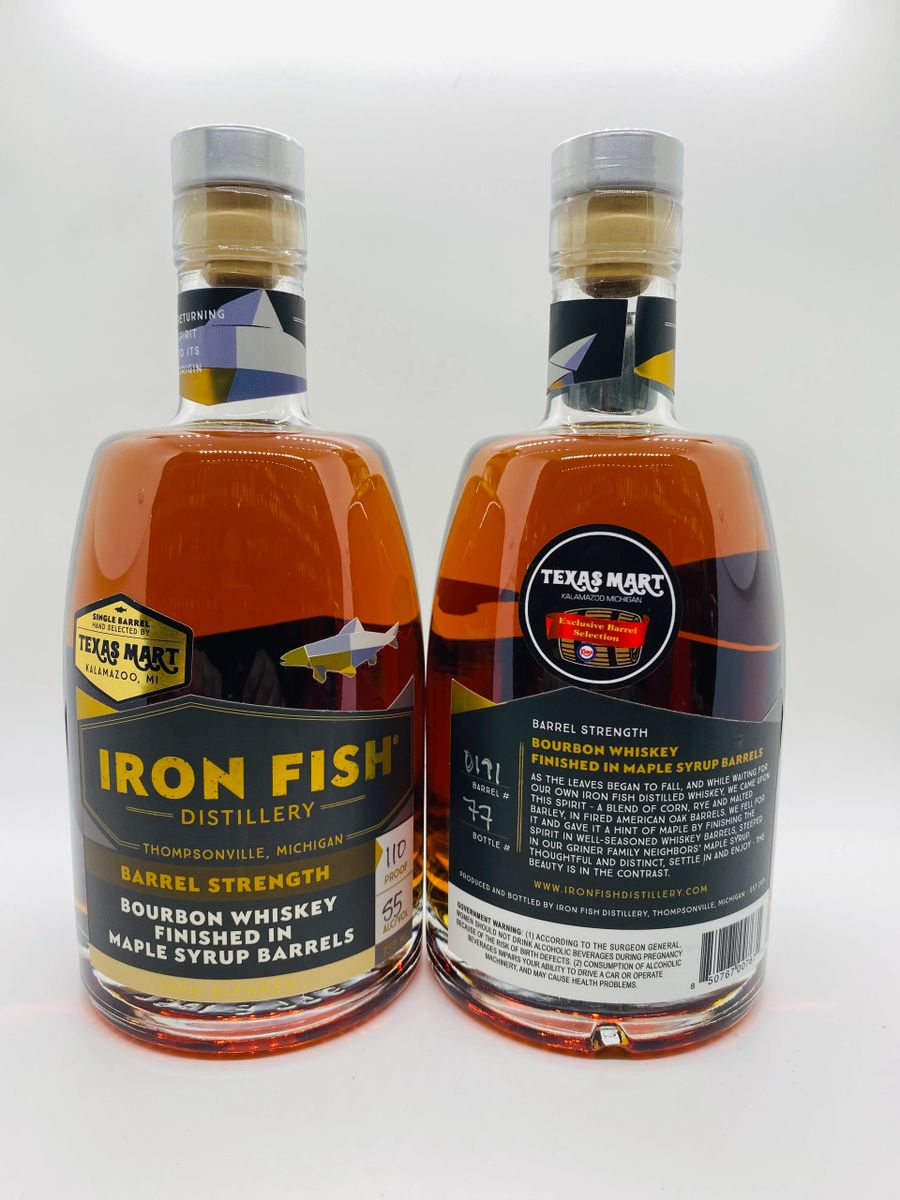 Iron Fish Maple Finish Single Barrel Pick 110 proof Distilled in MGP